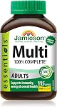 Jamieson 100% Complete Multivitamin for Adults, with Lutein, Calcium, and Biotin. Supports Immunity, Energy, and Overall Health, Packed with Antioxidants, Gluten-Free, One Per Day, 115 Caplets