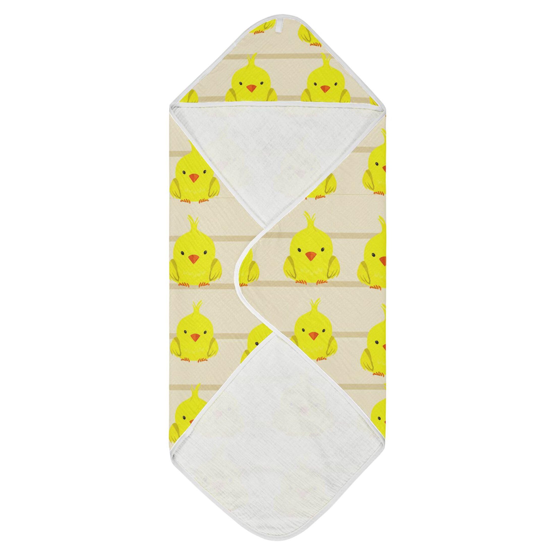 Kigai Baby Hooded Towel Absorbent Baby Bath Shower Towel with Hood for Newborn Boys Girls Babies Infant Toddler (Cute Yellow Birds 35 x 35 in)