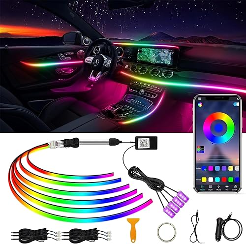 Miniatura 13 de Luces acrílicas para interior de automóvil, tira de luz LED AMKI para automóvil con control de aplicación y subcontrol, accesorios de automóvil, kit