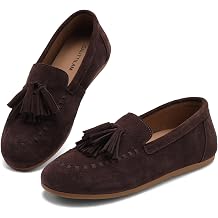 Womens Suede Moccasins Loafers Slip-Ons Dress Shoes Flats Tassel Loafers for Women Comfortable Walking Penny Shoes