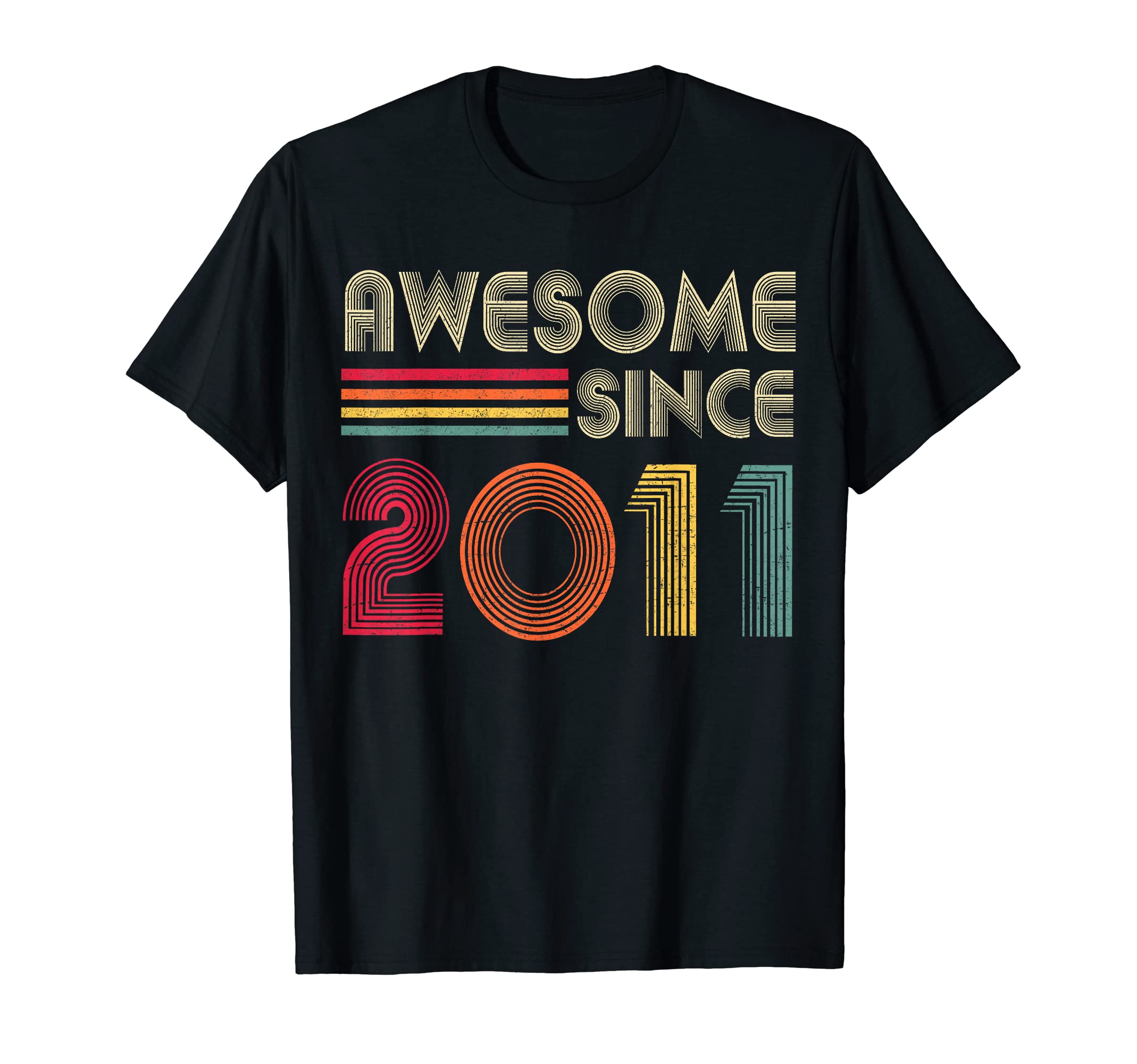 Retro Birthday Gift StoreAwesome Since 2011 11th Birthday Retro T-ShirtOEKO-TEX STANDARD 100