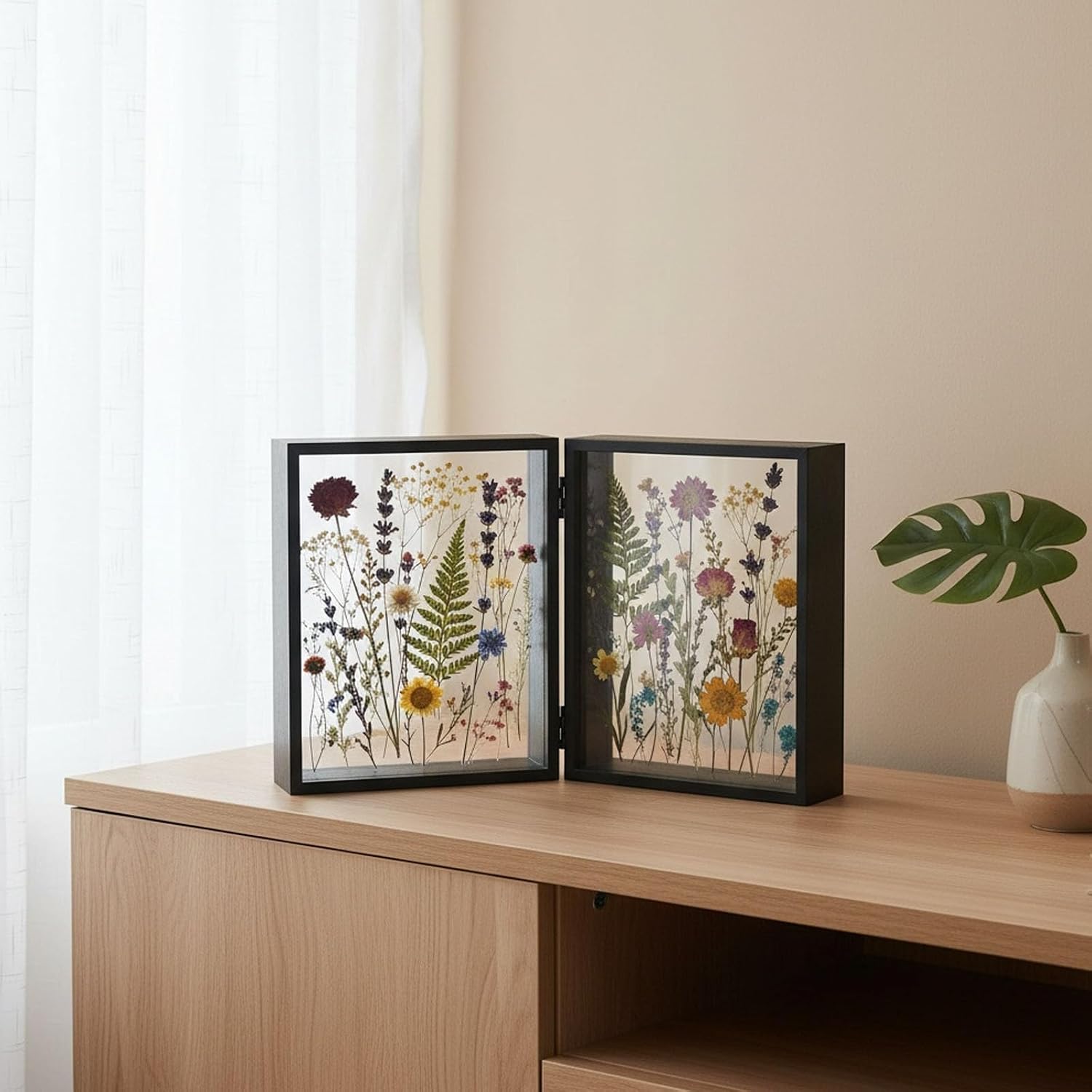 Dual-Sided 8x10 Shadow Box Frame with 1.57" Depth, Acrylic Display Case, Wooden Shadowbox for Preserving Flowers, Memorabilia, Keepsakes & 3D Art, Black