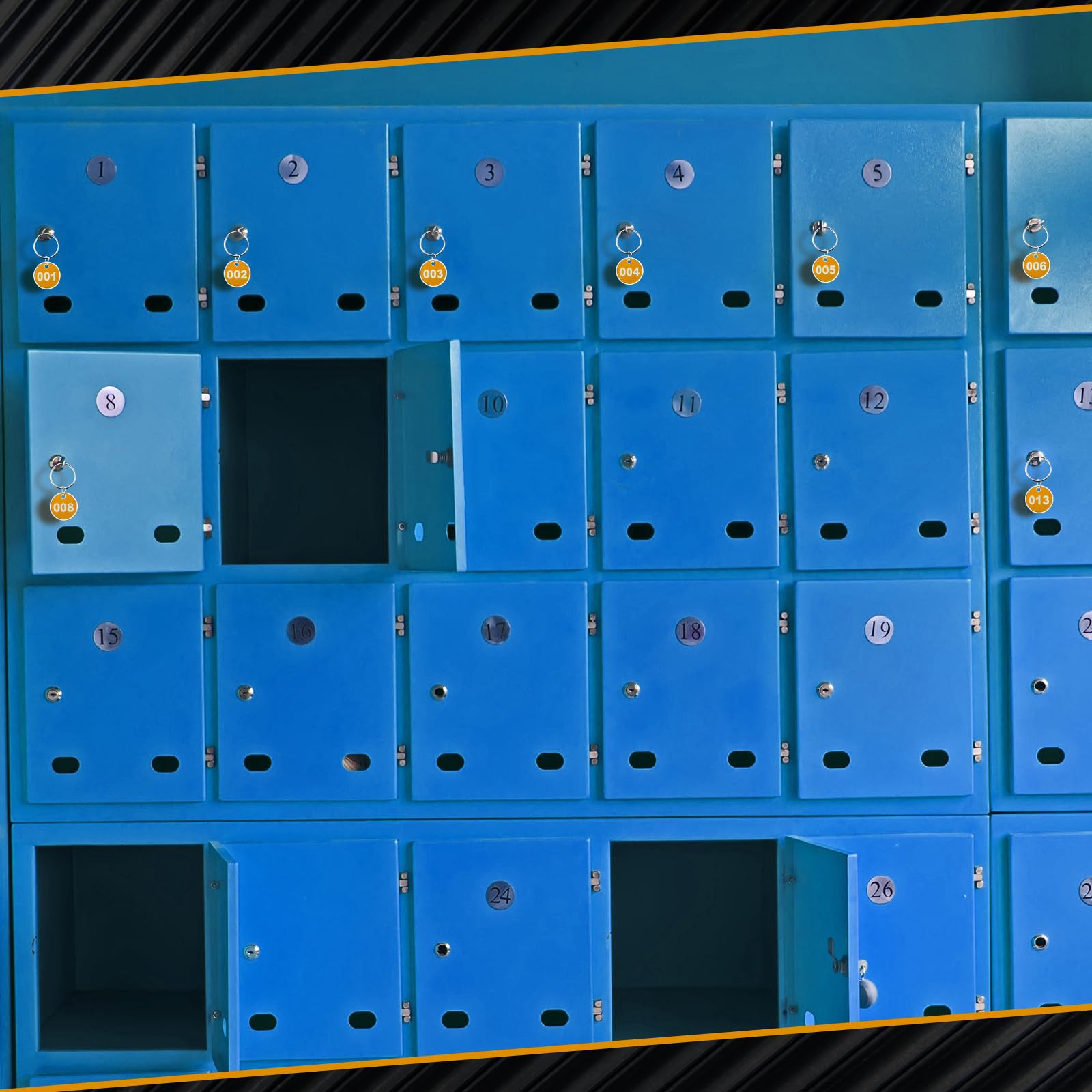 Tandefio 1–100 nummerierte Schlüsselanhänger, rund, Aluminiumlegierung, Metall, Nummernschilder, Markierung, Gepäcketiketten mit Ringen für Schlafsaal, Schlüsselanhänger, Box, Schrank, Schließfächer