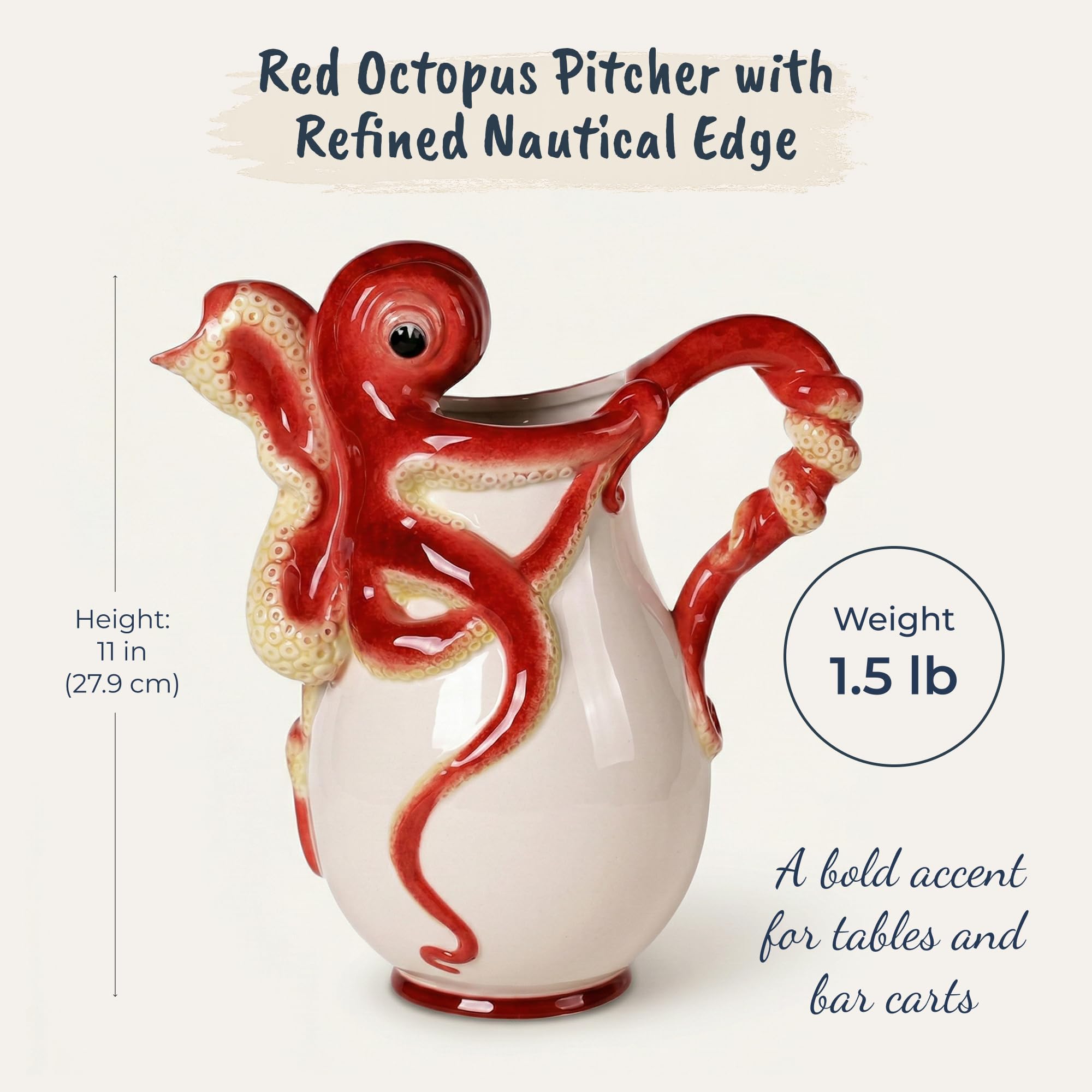 Amazon.com: Blue Sky Clayworks 15559 Red Octopus Pitcher, 11-inch