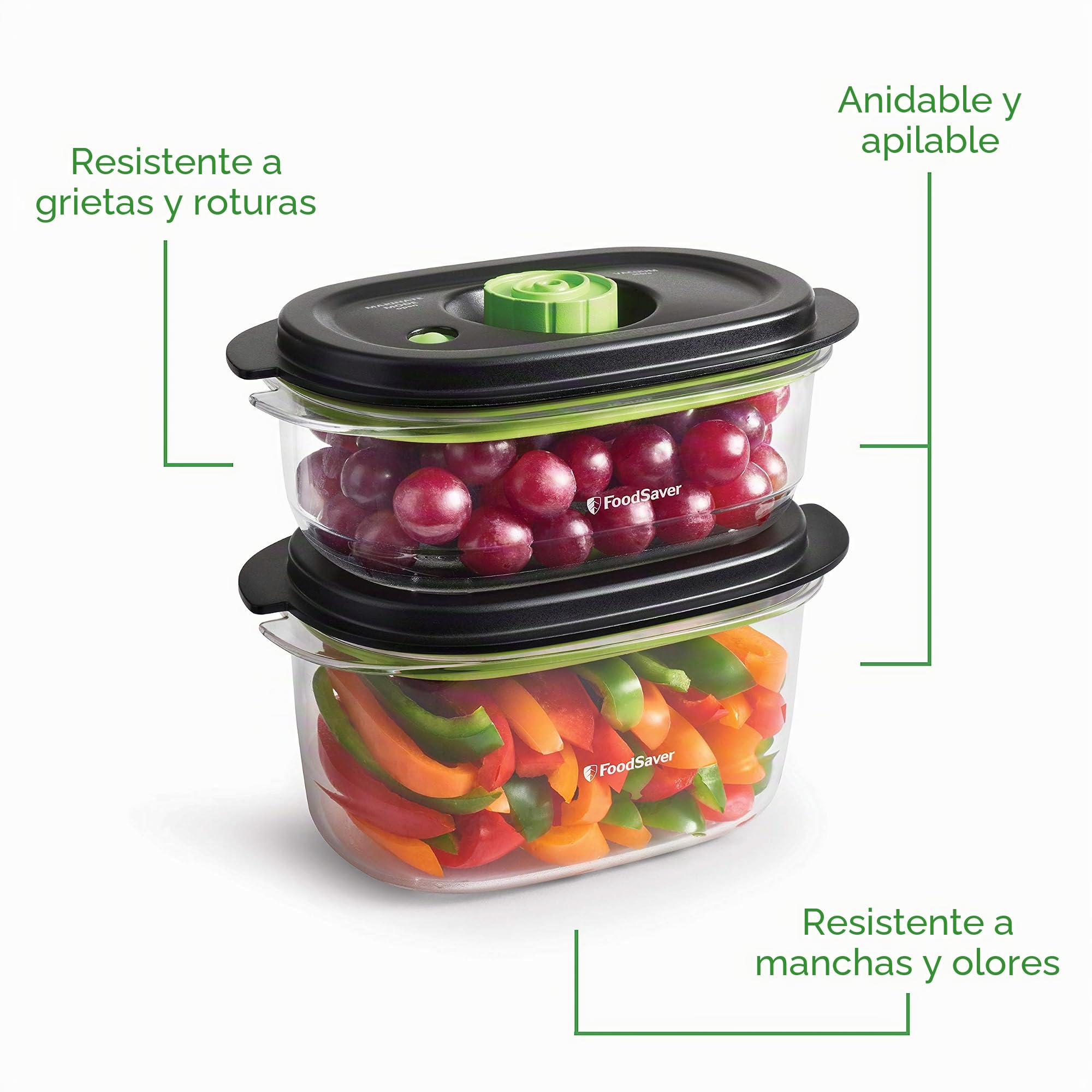 FoodSaver 2129973 Conservar y marinar 10 tazas de sellado al vacío – Contenedor para marinar rápido o congelador y almacenamiento de despensa, transparente