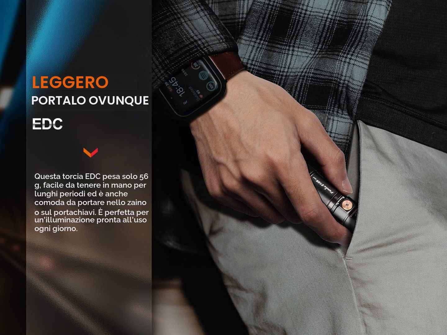 fenix E18R v2.0, mini torcia EDC ricaricabile | 1200 lumen | 146 m | 200 ore max | tappo posteriore magnetico | clip corpo bidirezionale | modalità chiaro di luna da 1 lumen | porta di ricarica USB-C