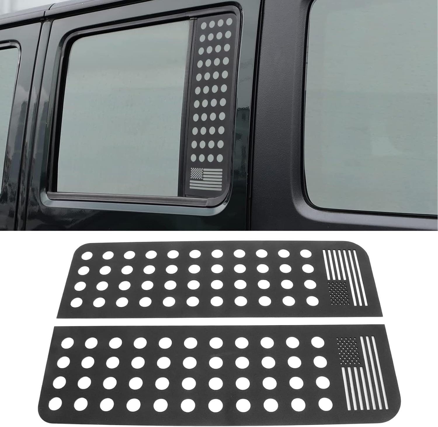 Bediffer 2 Pcs Rear Door Decals, Rear Decals Aluminium Alloy Glass Panel Trim Flag Strip Sticker Replacement for JK Unlimited 2007‑2017, Spoilers and