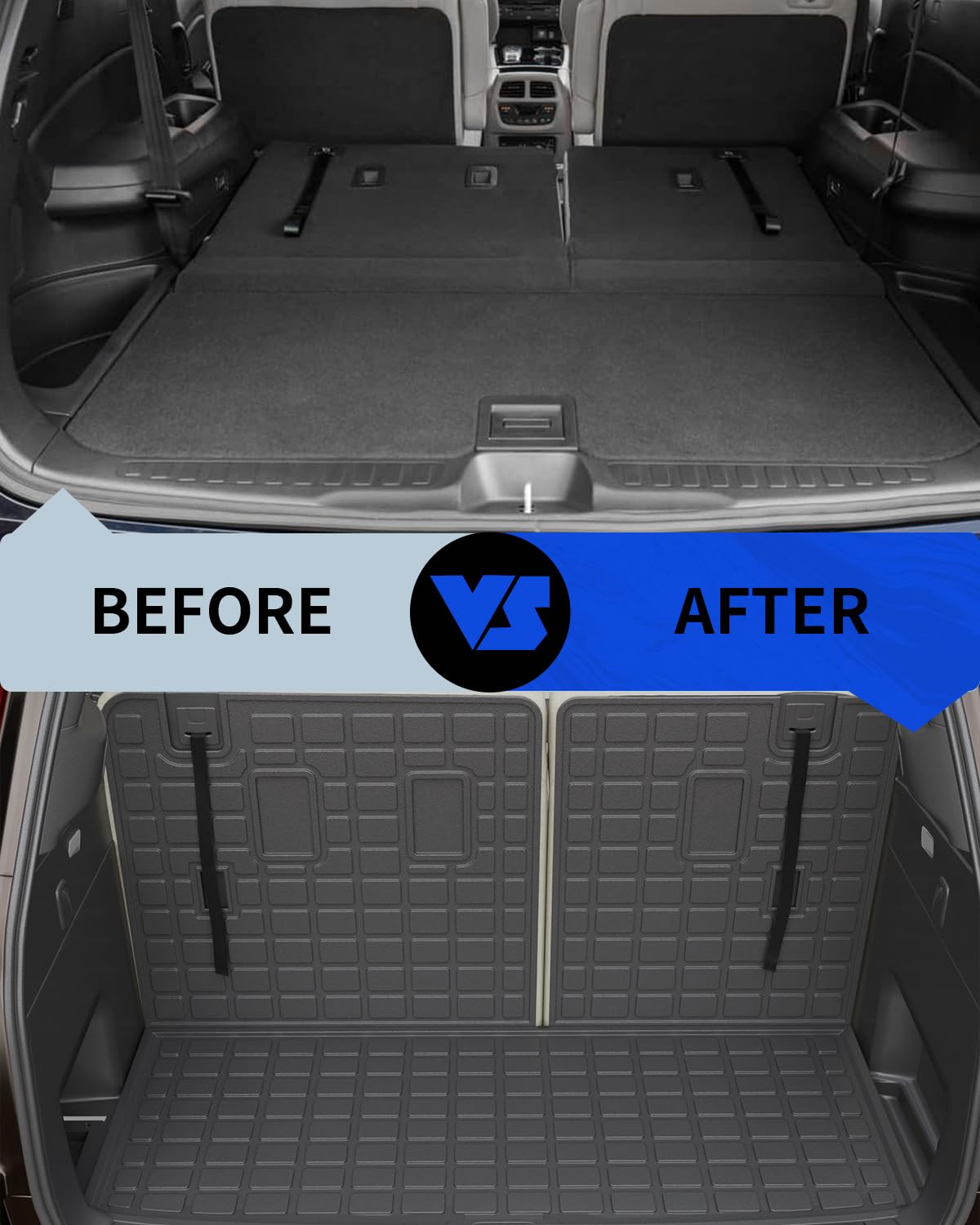 Rongtaod Floor Mats Compatible with 2023 2024 2025 Honda Pilot Trunk Liner Cargo Liner Cargo Mat Back Seat Cover Protector Pilot Accessories (Trunk Mat with Backrest Mat+Floor Mats)