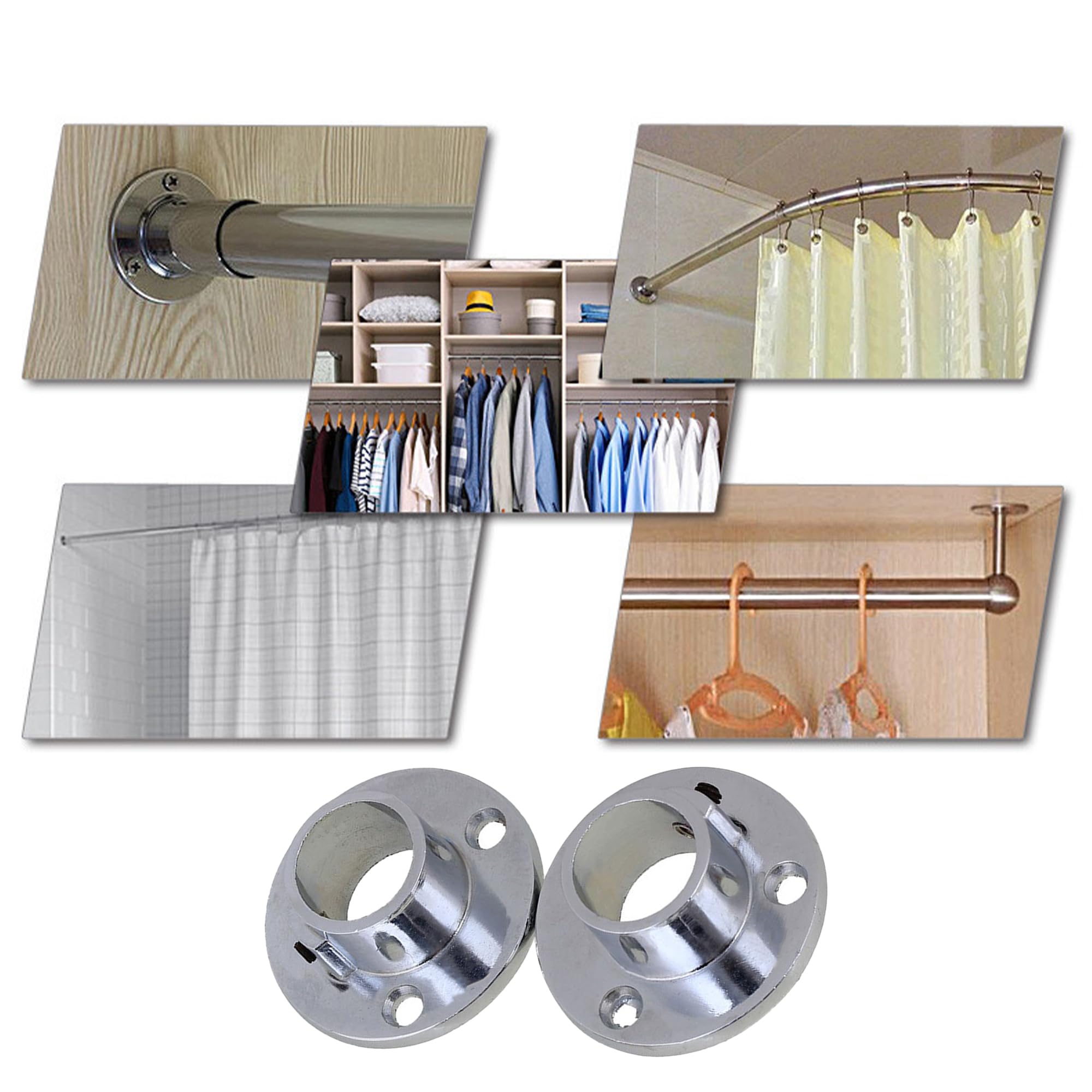 Supporti Centrali Ovali Per Armadio, Larghezza 15 Mm, Finitura Cromata - Foto 4