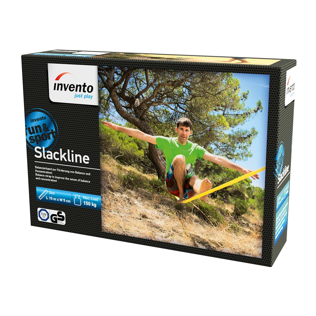 Giocoleria: Cinghia di Equilibrio Slackline HQ-Invento. 50 mm x 15 Metri con Strap di Fissaggio.