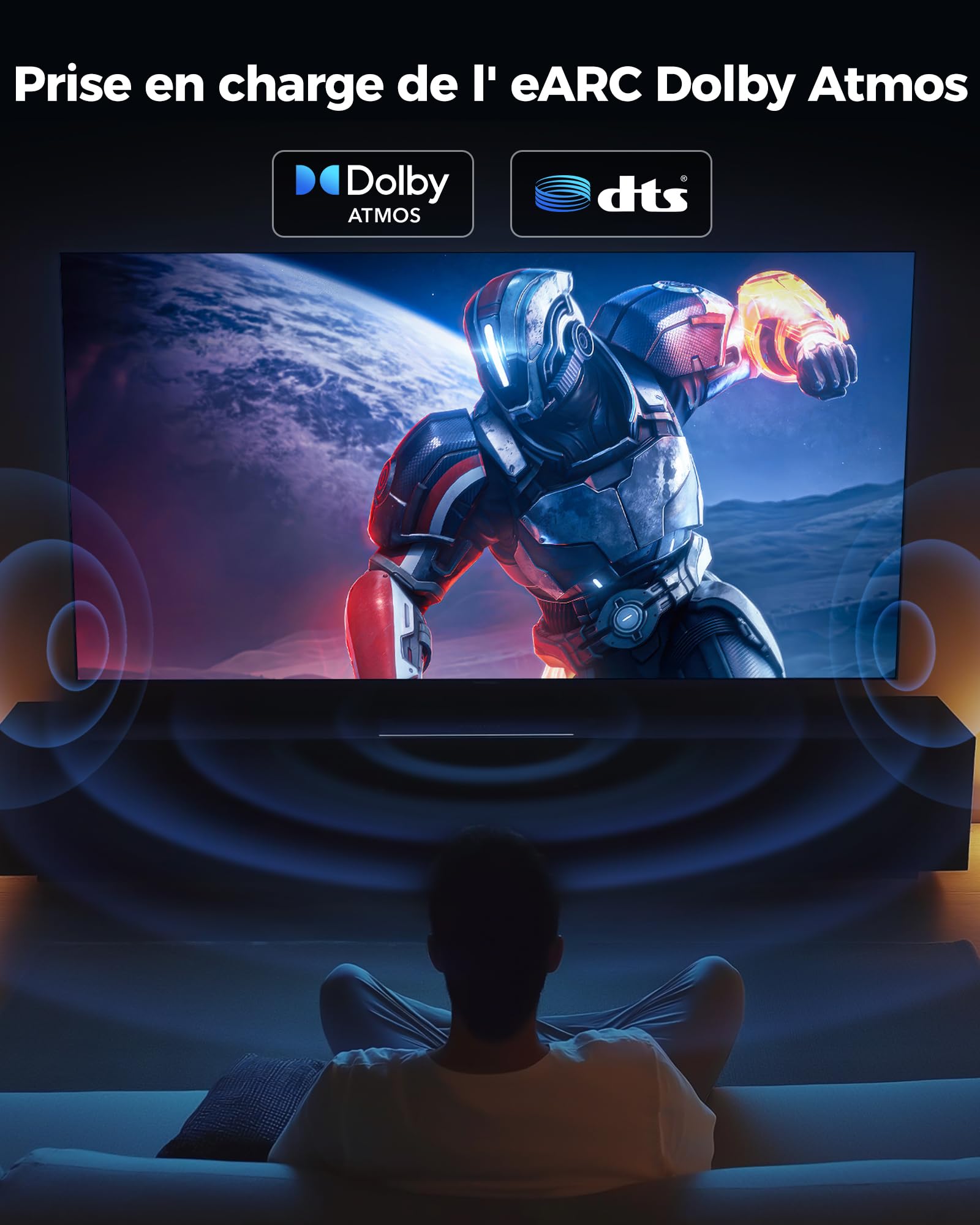 Cratree 10K 8K Câble HDMI 10m,Haute Vitesse Câble HDMI 4K 120Hz 8K 60Hz 48Gbps,Supporte eARC Dolby Atmos HDCP 2.2 2.3 Compatible avec PS5 Blu-Ray HDTV Projecteur Moniteur