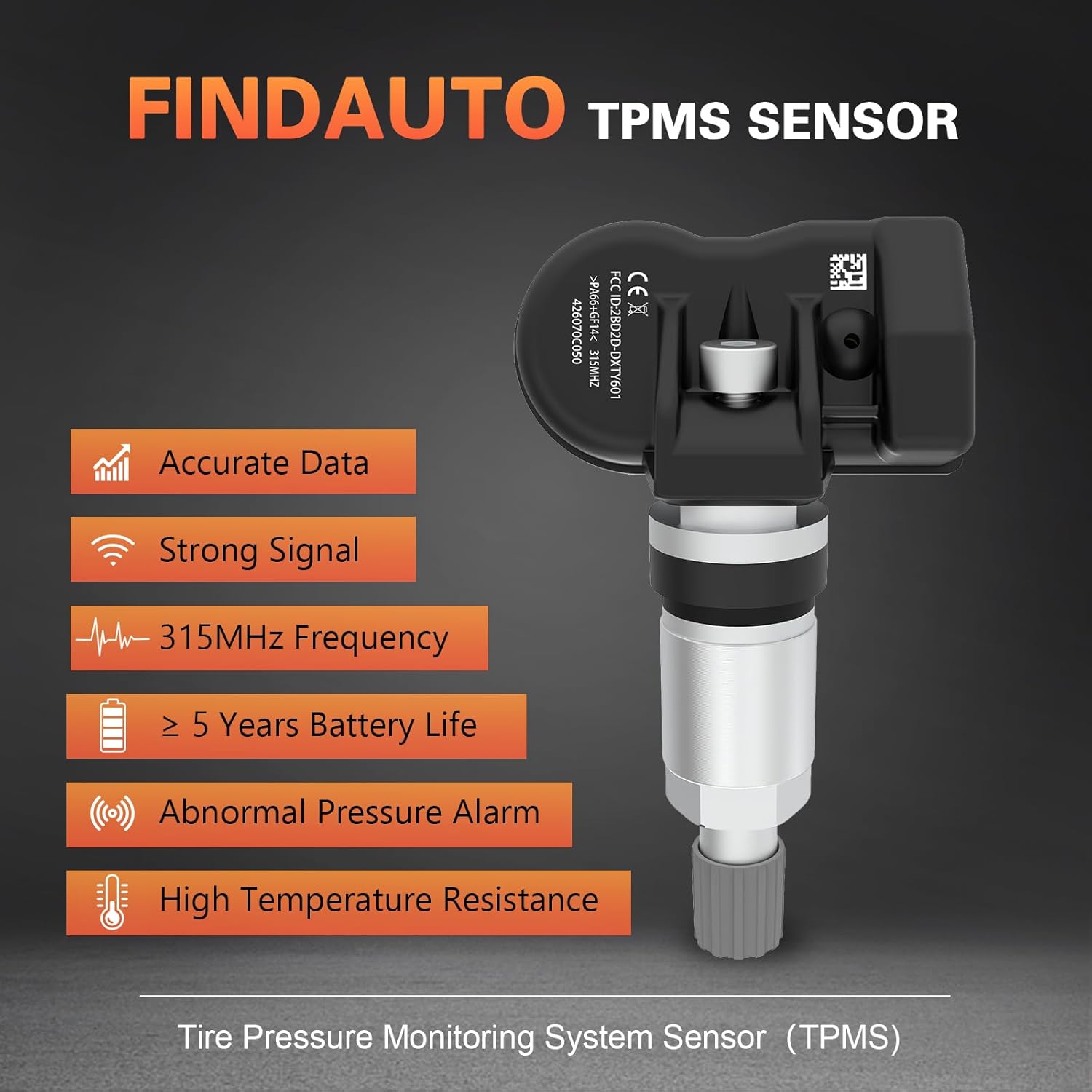 FINDAUTO Tire Sensor, 315MHz Aluminum Tire Pressure Monitoring System TPMS Sensor Replacement 2007-2017 For Toyota For Sequoia For Tundra 2007-2020 For Toyota For Sienna 4260708010 426070C060 4Pack