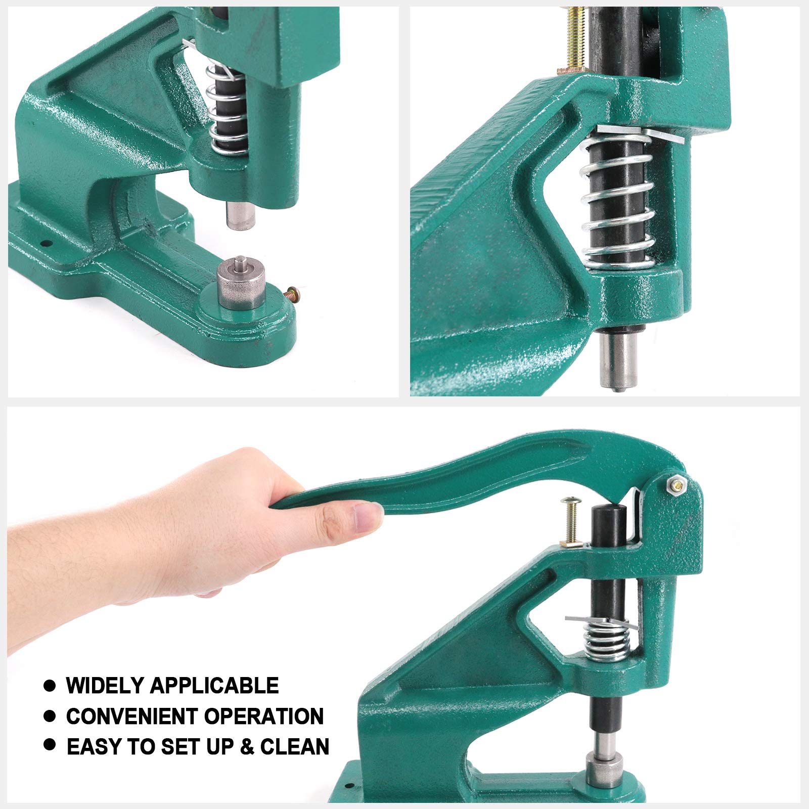 Glarks Heavy Duty Hand Press Grommet Eyelet Machine Hole Punch Tool Kit
