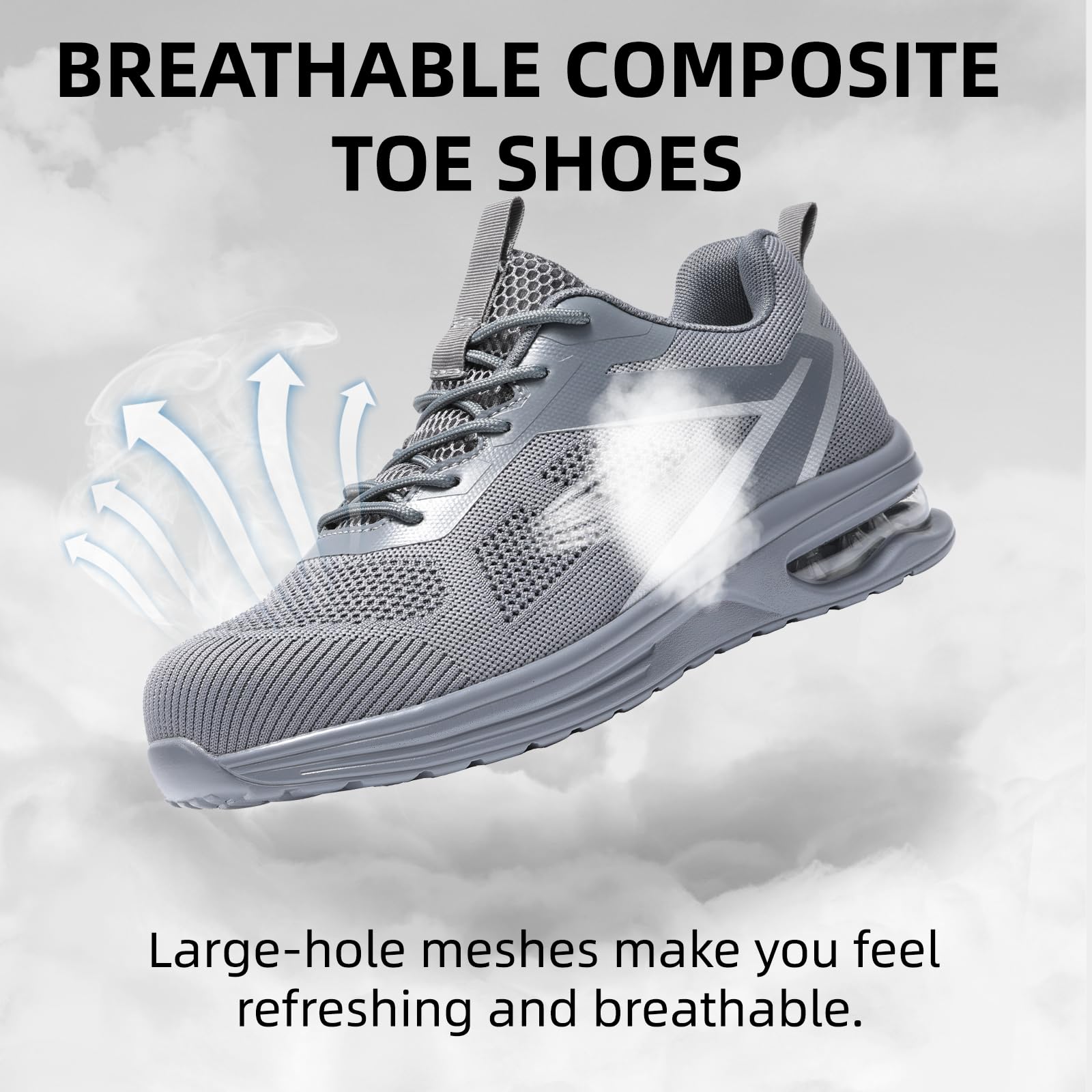 Furuian Zapatos de punta compuesta para hombre, ligeros, de seguridad, transpirables, con puntera compuesta, cómodos e indestructibles, zapatos de trabajo de seguridad