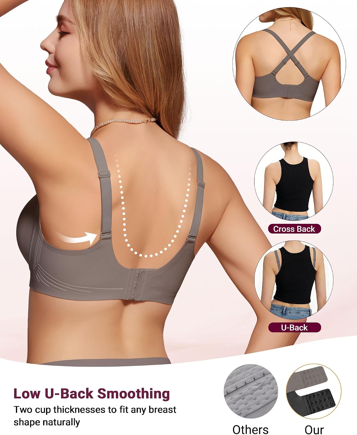 As Fairy Wireless Bras for Women Jelly Push Up Scalloped T-Shirt Bra image 4