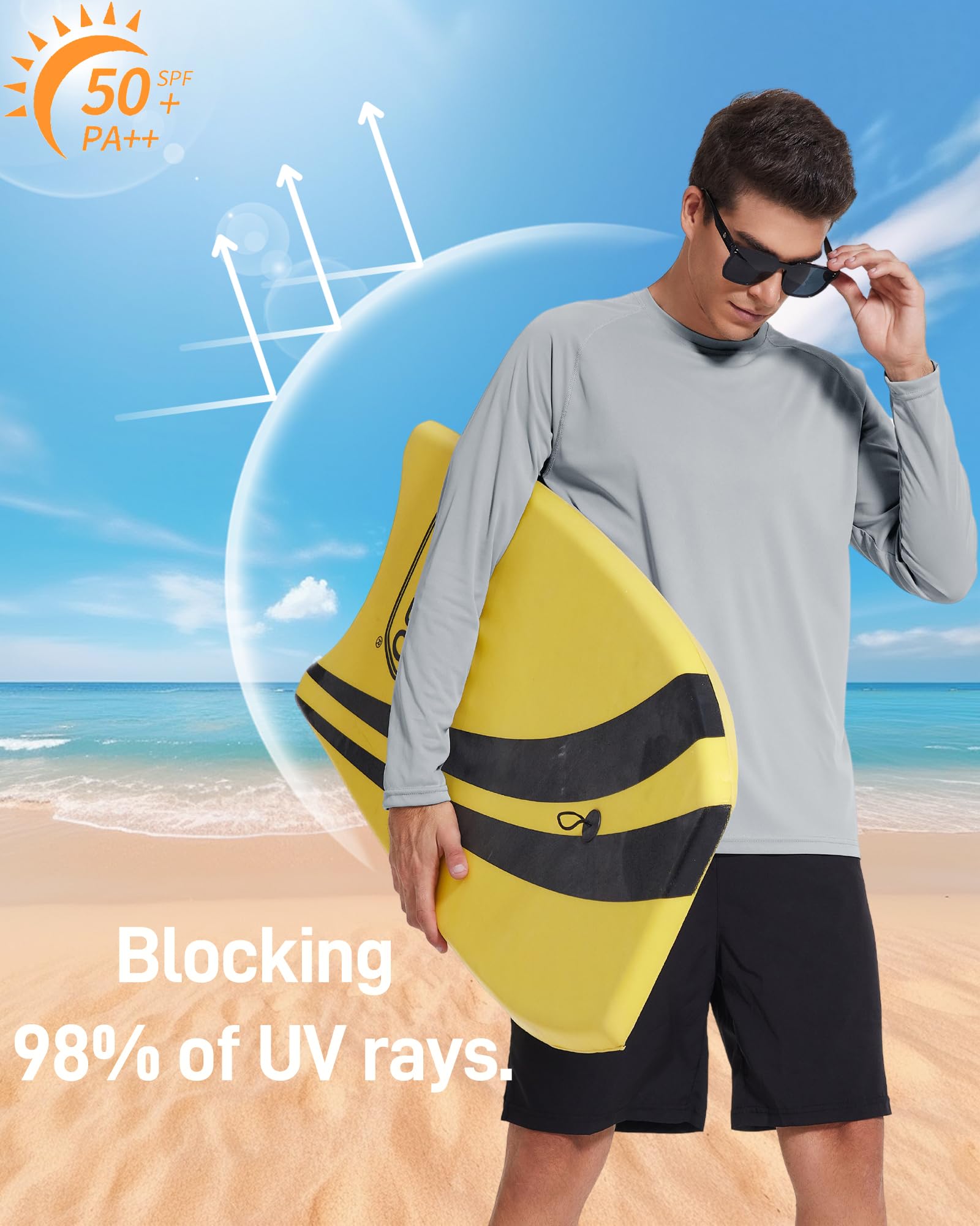 Paquete de 3 camisetas de protección solar de manga larga para hombre, protección solar UPF 50+, de secado rápido, para entrenamiento, senderismo