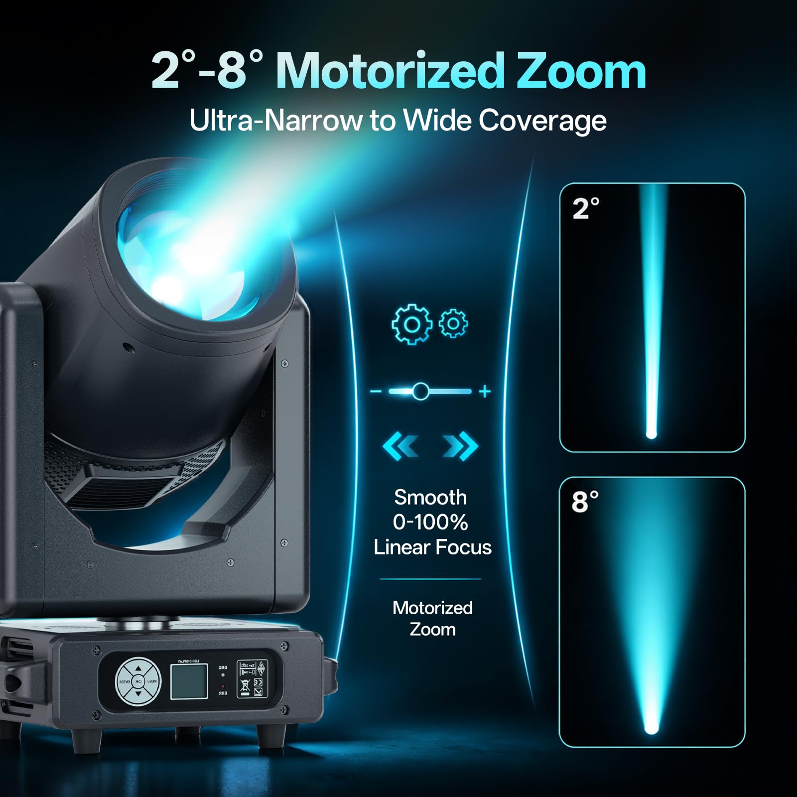 295W HID Beam Teste Mobili Luci Palcoscenico, RGBW LED Spettacolo di Luci con 14+1 Colori 13 Motivi Wash Effetto Arcobaleno DMX512 Spot Professionale 8+48 Prismi per Teatri Feste Concerti Natale