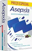 Asepxia Kit Sabonete Em Barra Facial Esfoliante Antiacne Para Pele Oleosa, Limpeza Profunda Com Microesferas Naturais, Remove Cravos E Controla A Oleosidade, 80g, 3-Pack