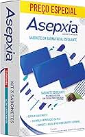 Asepxia Kit Sabonete Em Barra Facial Esfoliante Antiacne Para Pele Oleosa, Limpeza Profunda Com Microesferas Naturais, Remove Cravos E Controla A Oleosidade, 80g, 3-Pack
