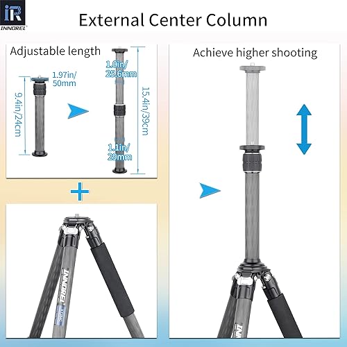 Vista 12 de Trípode de fibra de carbono INNOREL KT324C sin cabeza Trípode de viaje compacto portátil profesional para cámara digital DSLR Soporte de soporte