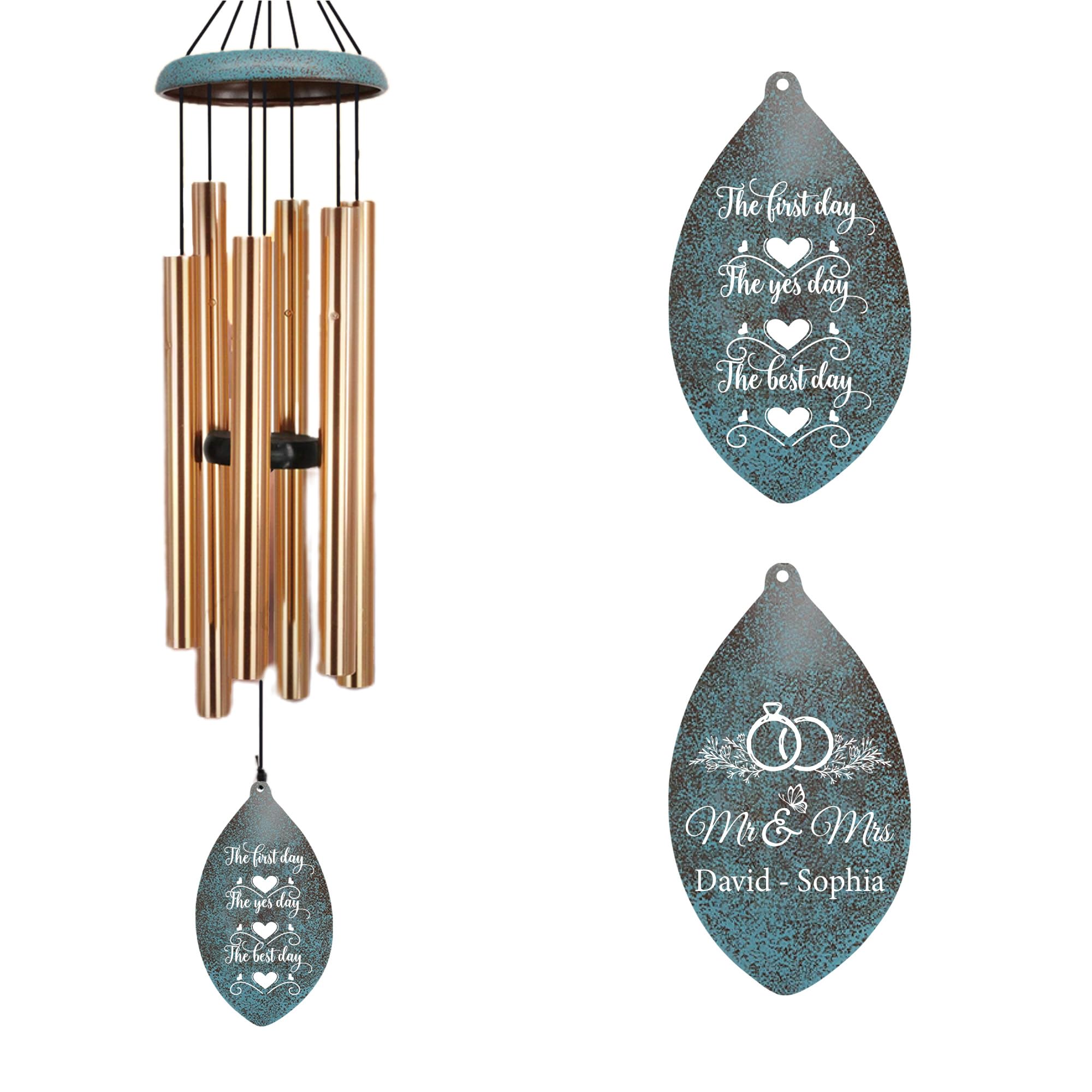ASTARIN Personalized 20th 50th Anniversary Wind Chime, Happy Anniversary Wedding Valentine's Day Gift for Wife Husband Men Women, Golden Keepsake Decorations for Parents Couples
