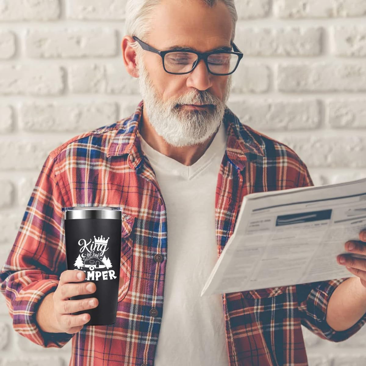 King of the Camper Tumblers with Lids and Straws, Camping RV Stainless Steel Vacuum Insulated Travel Tumbler Cups 20 OZ for Men - Image 6