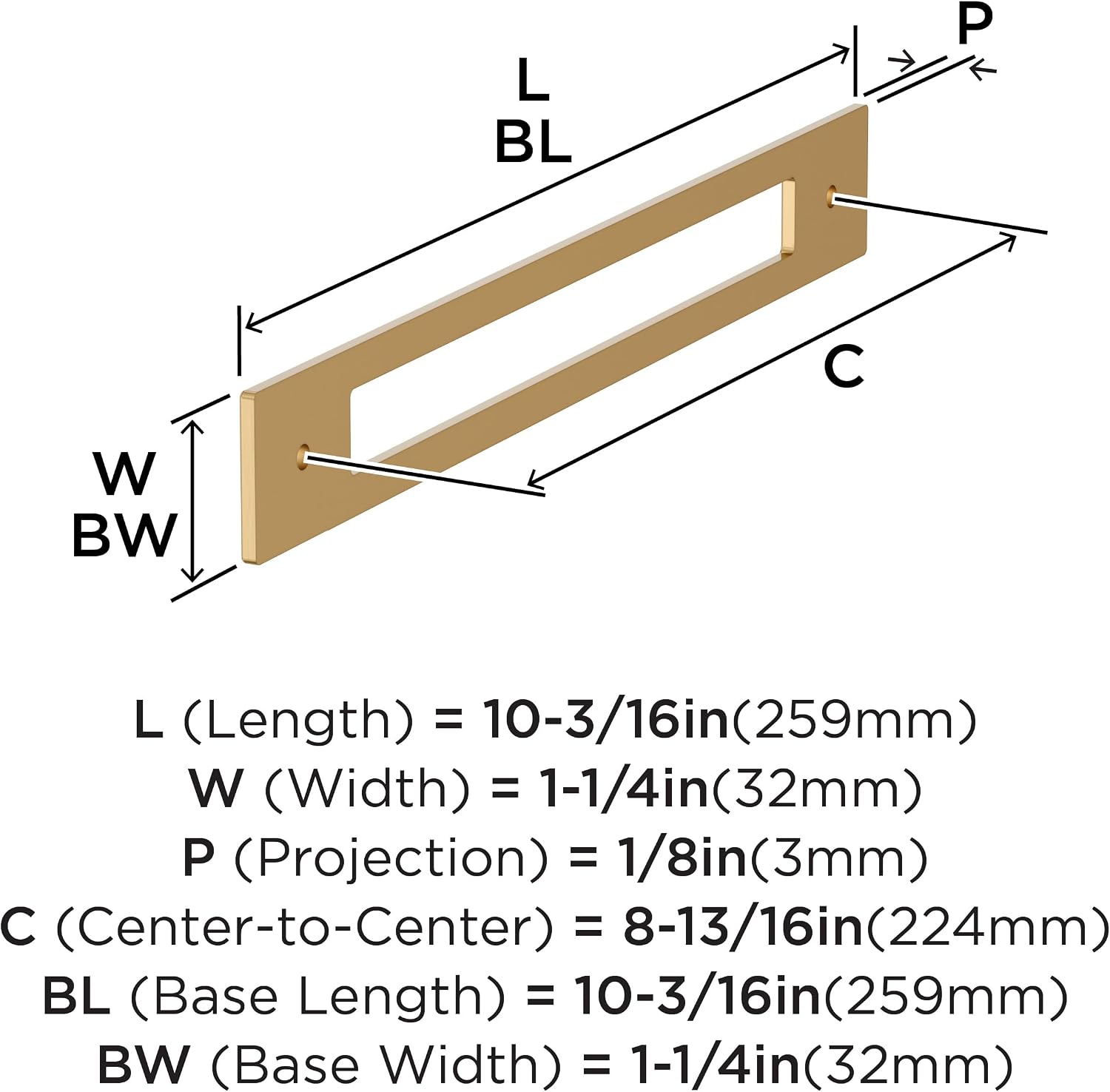 Amerock Medora 8-13/16 inch (224mm) Center-to-Center Rectangle Champagne Bronze Cabinet Pull Backplate, BP37786CZ