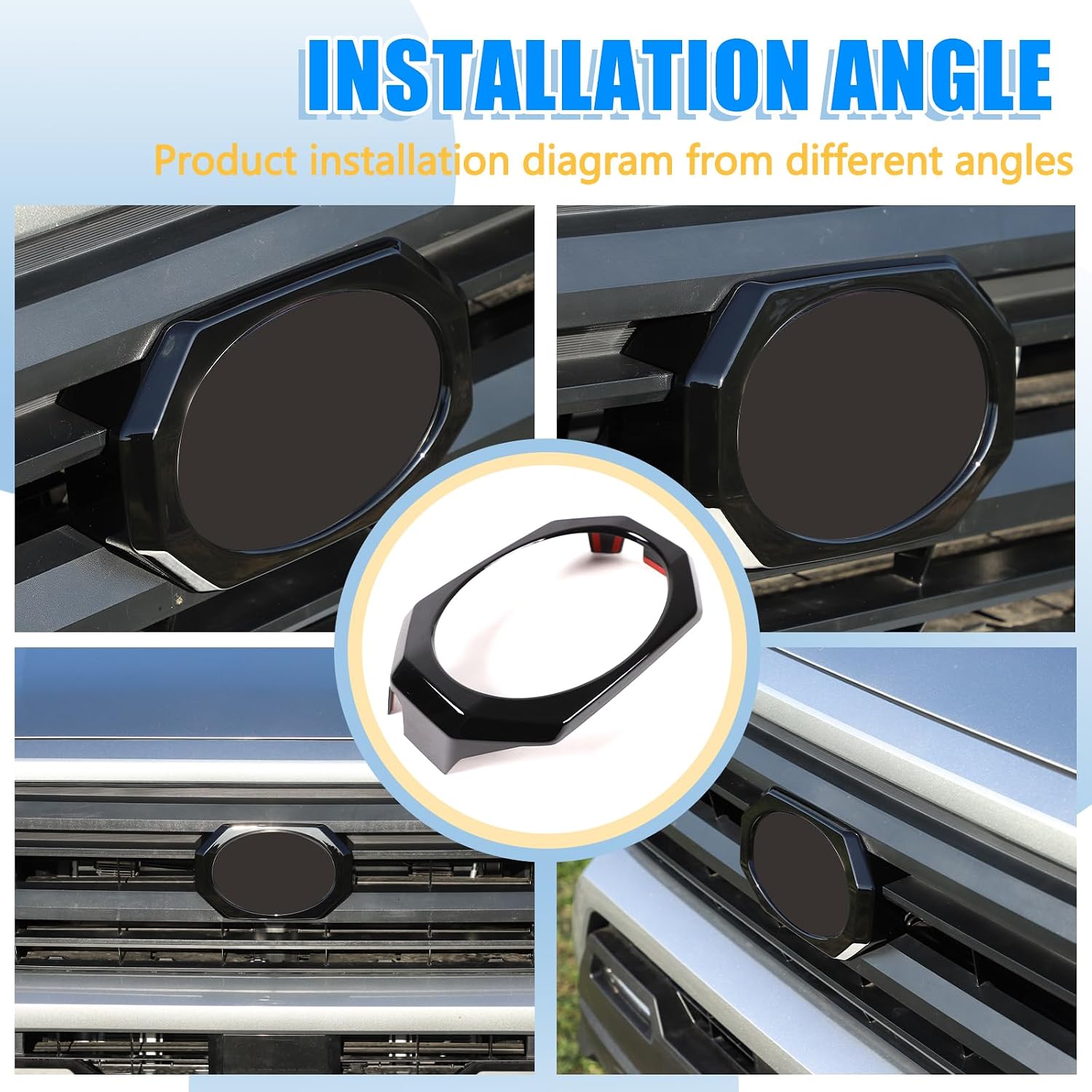 Car Grill Badge Sign Ring Cover Compatible with Toyota Tacoma 2024 2025,Front Emblem Ring Frame Trim Exterior Accessories Front Logo Back Badge Decor Cover Circle Ring
