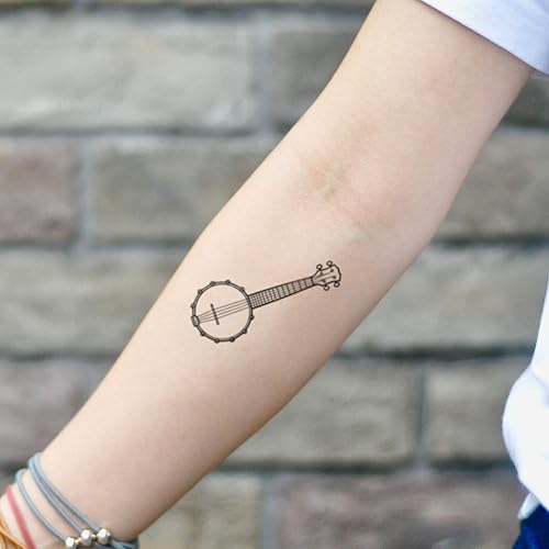 Miniatura 1 de Etiqueta engomada temporal del tatuaje del banjo (juego de 2) - OhMyTat