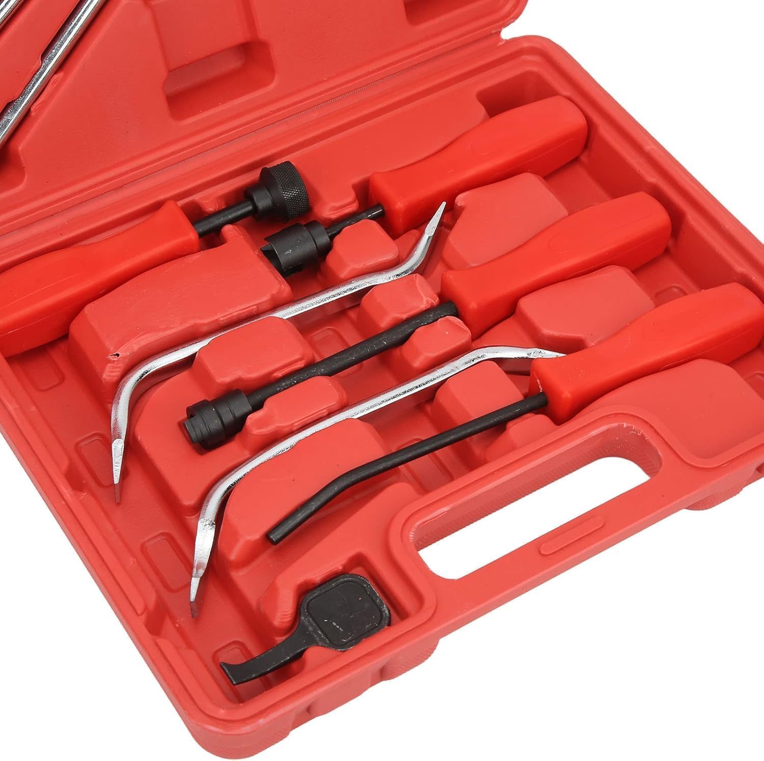 Kit di 8 utensili per l'estrazione dei freni a tamburo, universale, in acciaio 45, con rivestimento cromato ossidato e scatola portaoggetti