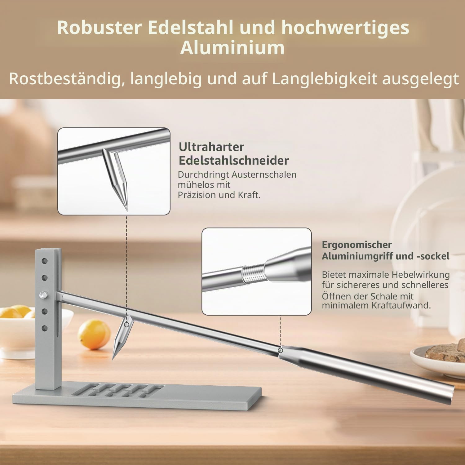Edelstahl-Austernöffner, Oyster Knife Set ,Austernöffner-Maschine für den Hausgebrauch, inklusive zweier Austernöffnungsmesser, Handschuh und G-Clip.Meeresfrüchte Werkzeuge