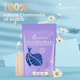 Mallowwax Hard Wax Beads, 2LB Blue Wax for Full-Body Hair, Strong Grip for Thick Hair Removal, Waxing for Legs, Arms, Chest & Back, No Strips Needed, Easy to Use at Home or Salon