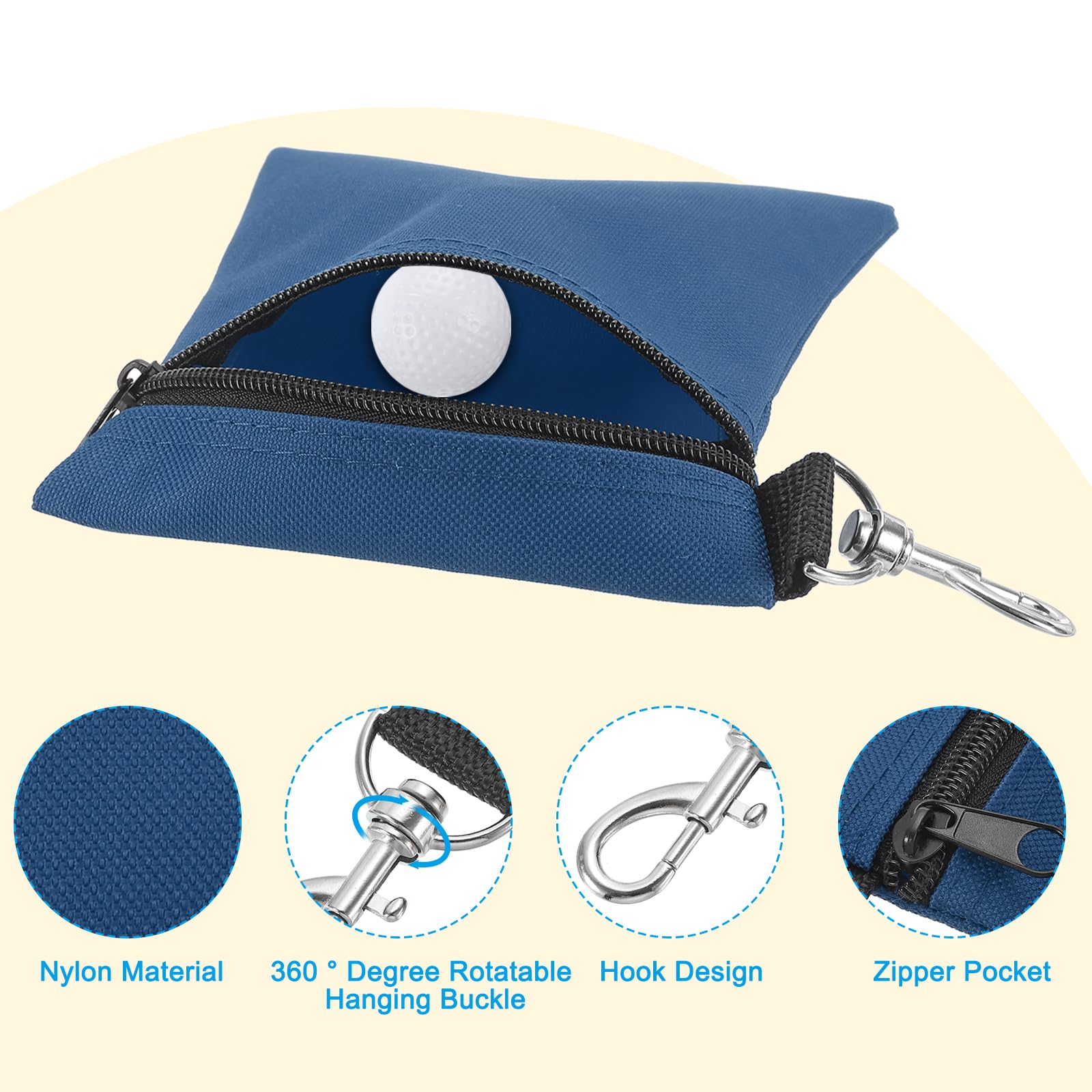 PATIKIL Zipper Golf Tee Pouch 6.7 x 5.5 Inch - Image 3