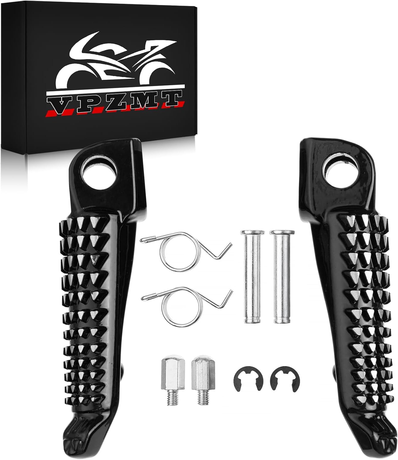 Motorcycle Front Foot Pegs/Footrests/Pedals for kawasaki ZX6R ZX10R 650R EX650 Z750 Z750S Z1000 ER-6N ER-6F ER6 (Bright black)