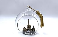 Vista 2 de Paris Skyline - Adorno colgante de cristal de la torre Eiffel y mesa para vacaciones y decoración del hogar, 2 1/2 pulgadas OR101 (plateado)