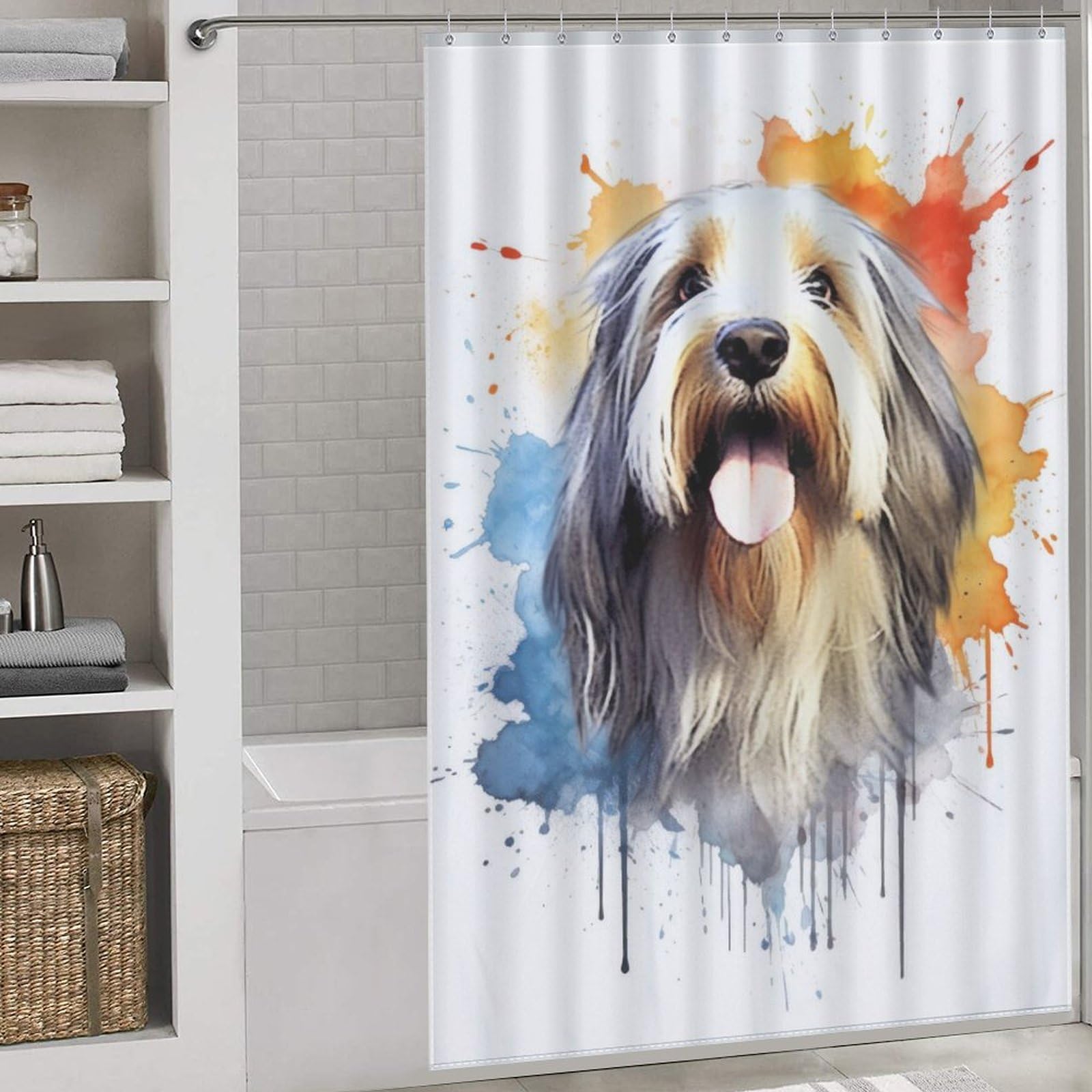 Rideau de douche aquarelle pour une décoration de salle de bain moderne et zen