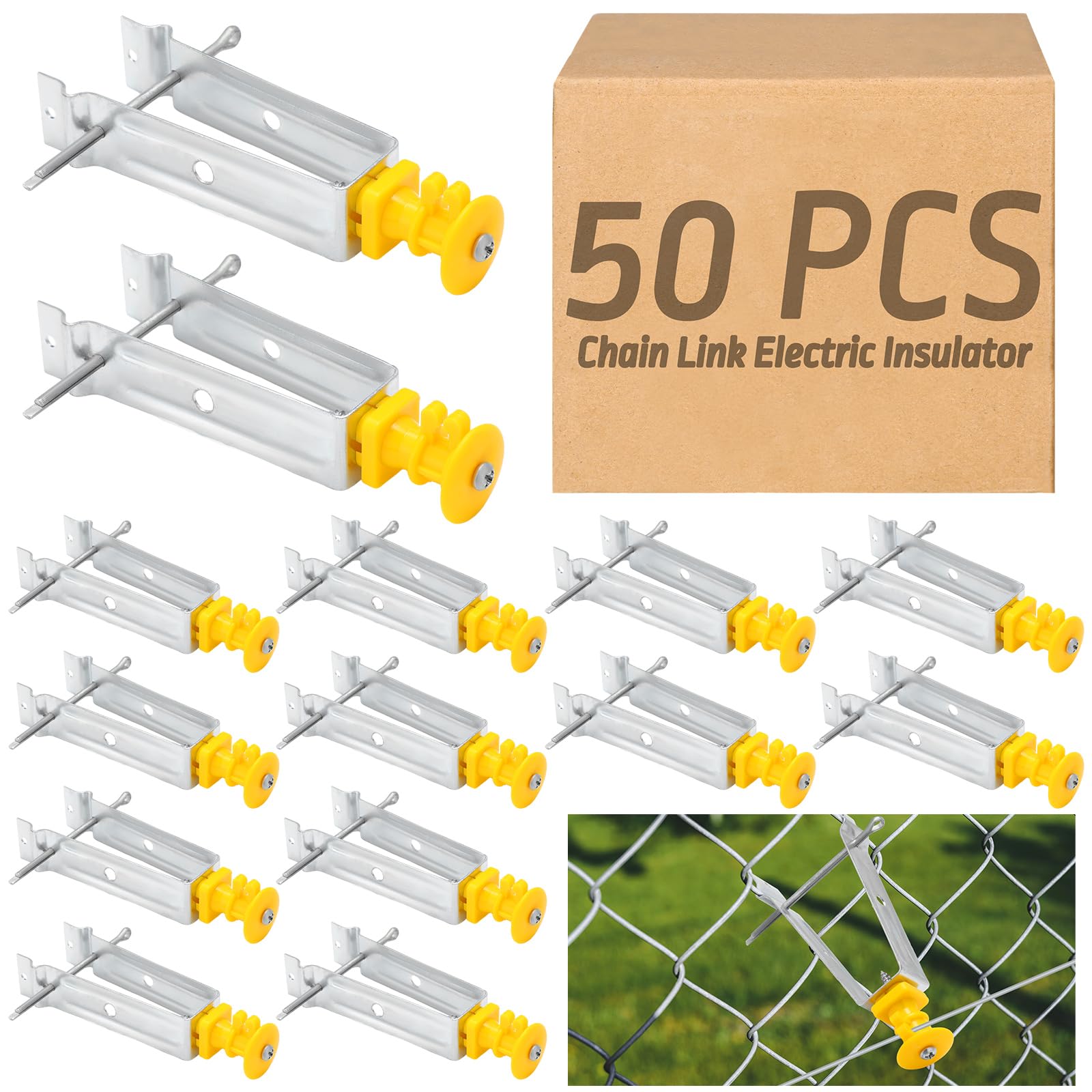 Amazon.com : Tondiamo Chain Link Insulator Electric Fence Stainless Steel  Insulator T Post Extender Wire Holders for Chain Link and Studded T &  U-posts Tubing(Yellow,50 Pcs) : Patio, Lawn & Garden