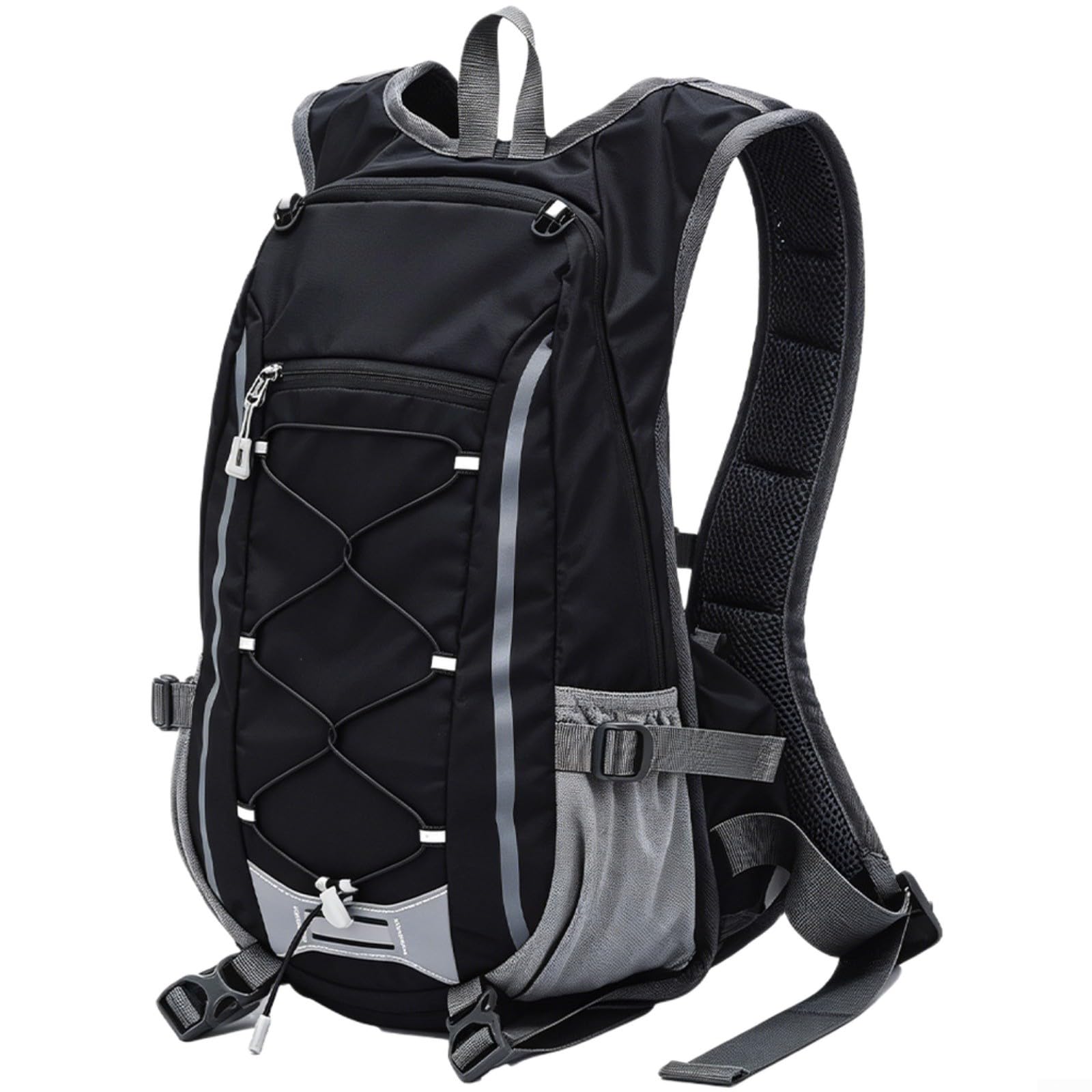 Zaino da trekking leggero da 20 l, traspirante, con strisce riflettenti, per campeggio, ciclismo, viaggi, colore nero
