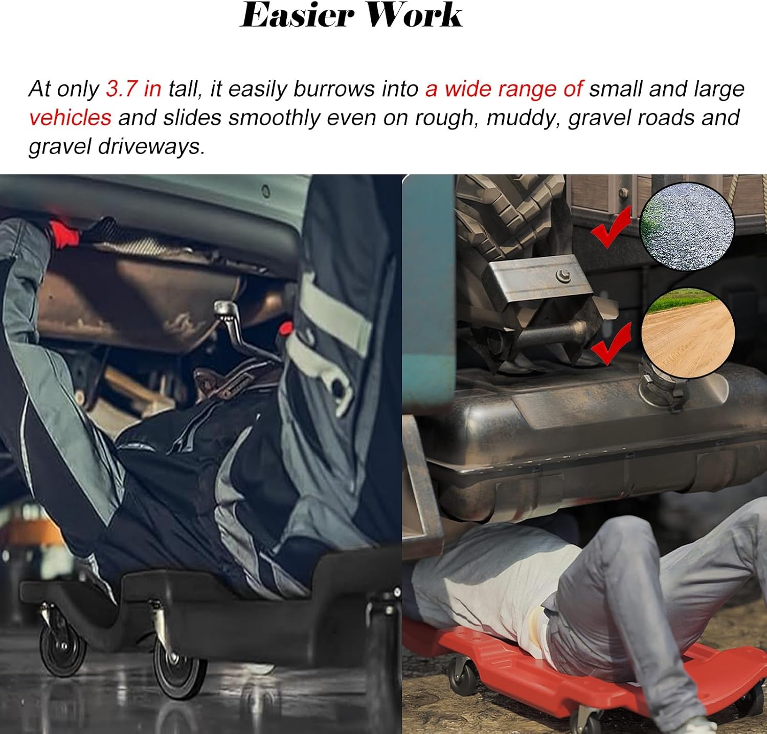 36 40 in Automotive Creeper, Ergonomically Designed Creeper Seat with Handle & 6 360° Swivel Wheels, Creeper for Garages/Cars Repair Shops/ 4S Stores(Black,40.2x18.9x4.5 in(LxWxH))