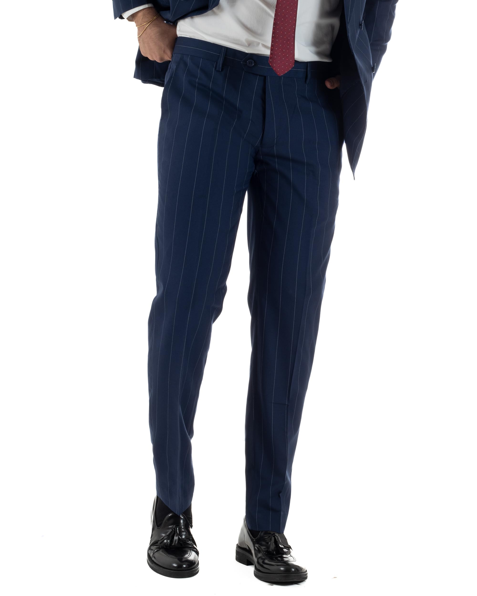 Abito Uomo Doppiopetto Gessato Completo Giacca con Pantaloni da Cerimonia Elegante