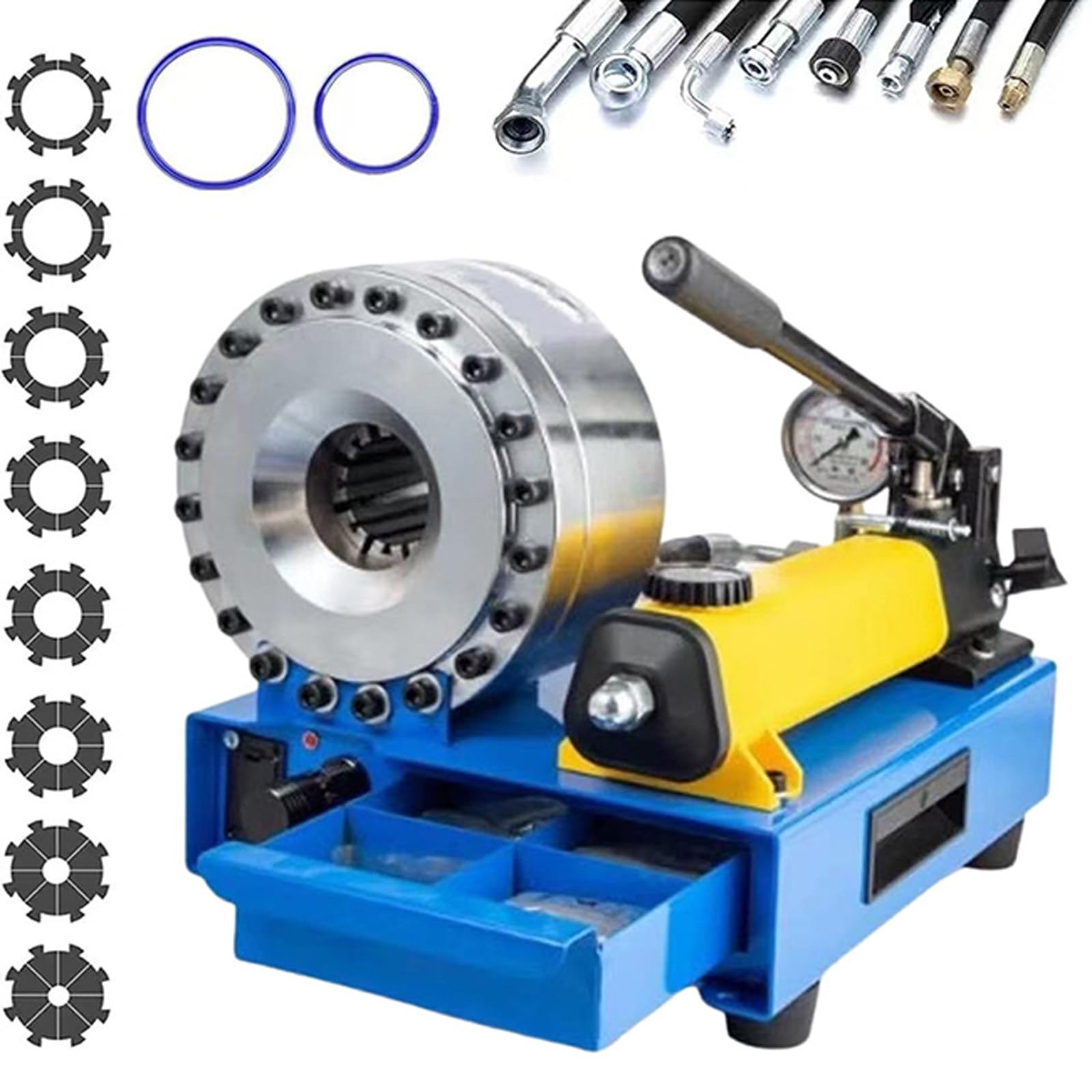 EaThsalL Manual High Pressure Crimper Tool with 8 Sets of Dies High Pressure Pipe Press 0.24"-1.1"（6mm-28mm） Crimp Range for Hose Pipe Water Pipe