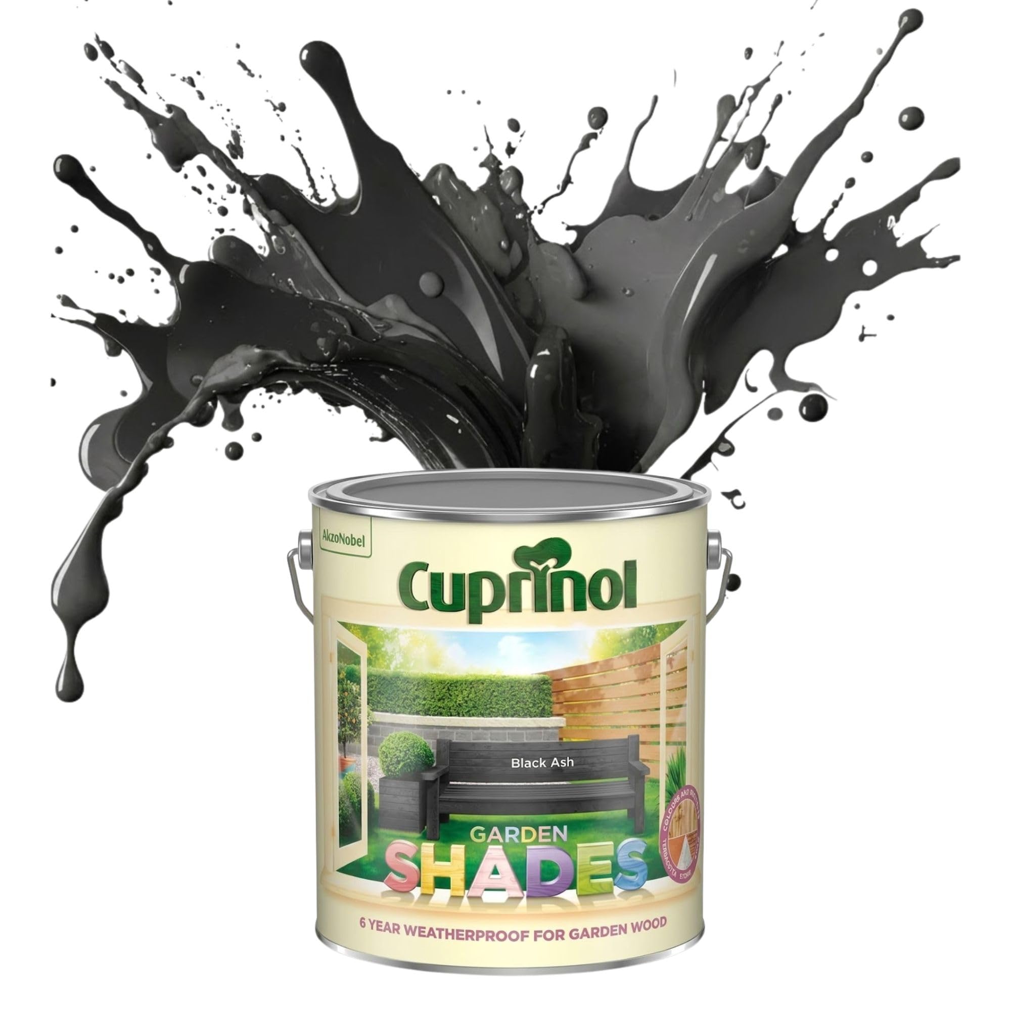 ARUUJ Garden Shades Black Ash, 1 Liter Fence Paint, Outdoor Wood Paint for Sheds, Gardens Furniture, Trellis Fence & Exterior Wood, Water Based Matt Finish, Weather Resistant