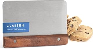 Misen Stainless Steel Bench Scraper - Versatile Food Scraper with Walnut Handle - Ideal for Kitchen, Pastry & Dough - Durable Cutting Board Scraper Tool - Effortless Transfer into Pots & Pans -Walnut