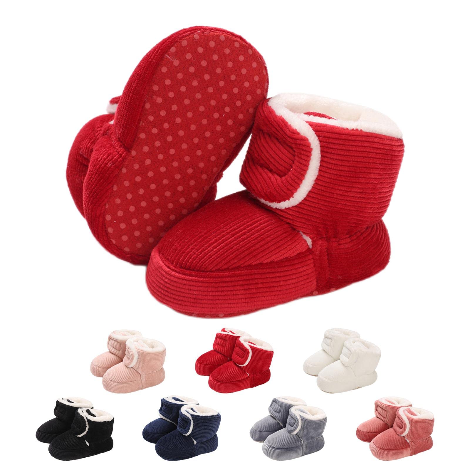 Baby Winter Warm Fleece Bootie, Newborn Non-Slip Soft Sole Winter Shoes Sock Shoes Cute Adjustable Crawling Shoes Prewalker Boots for Girls Boys Toddler 0-18 Months — view 10
