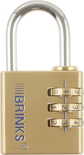 BRINKS - Candado de latón macizo con 3 esferas de 1.575 in - Cromado con grillete de acero endurecido