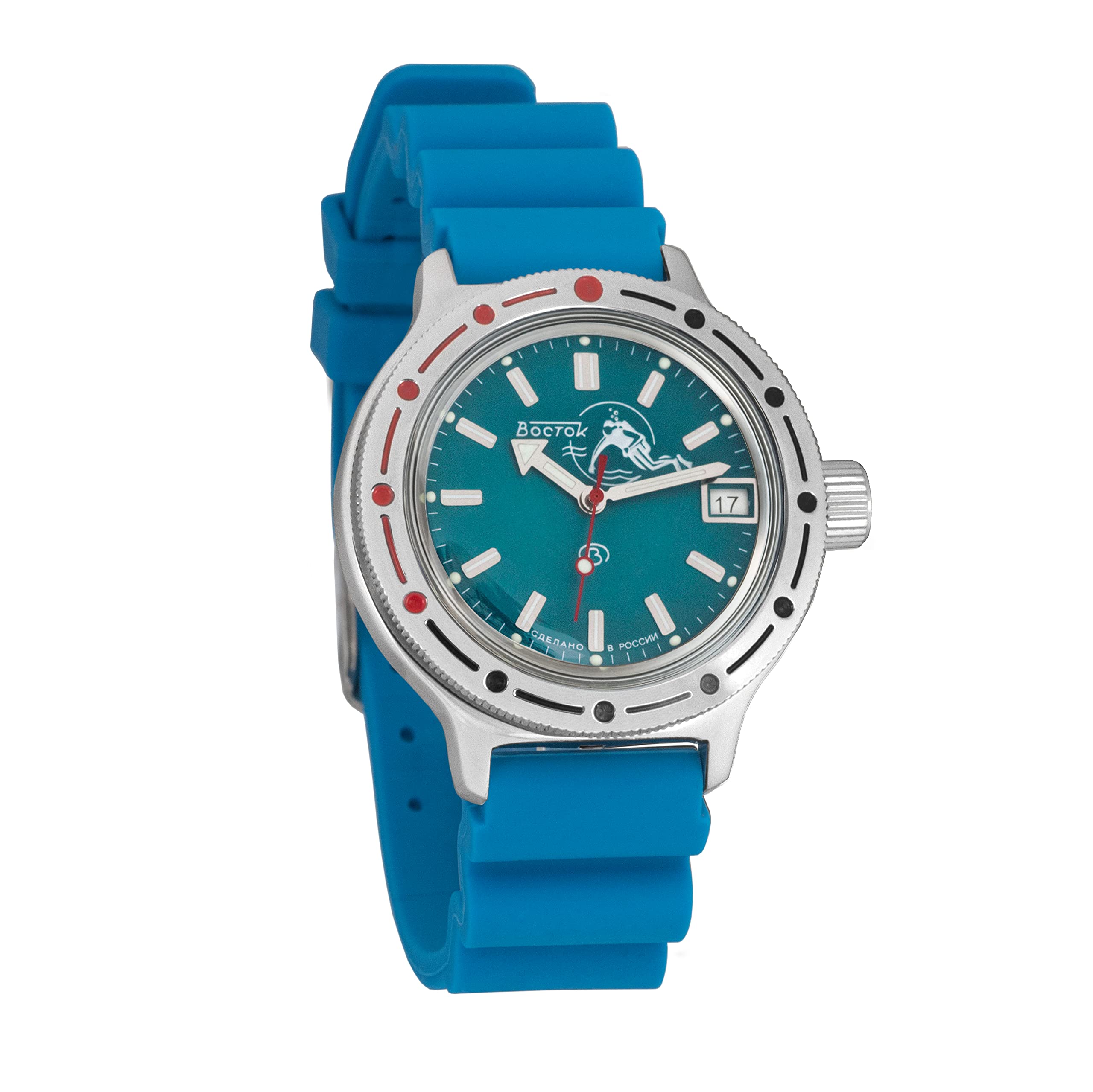 Vostok Amphibian Automatic Mens Wristwatch Self-Winding Military Diver Amphibia Case Wrist Watch