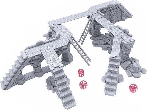 Miniatura 2 de Ruined Town Modular Walls II - Terreno DND Compatible con Calabozos y Dragones, Juego de guerra en miniatura de 1.102 in, juegos de rol de mesa,