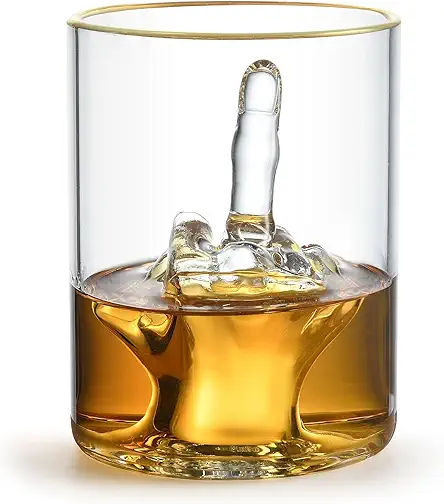 Middle Finger Funny Whiskey Glass – Premium Up...