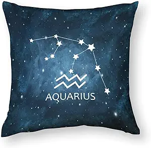 Customizable 12 Zodiac Signs Throw Pillowcase 16 x 16 Inch Pillow Covers 2-Sided Aquarius Astrology Cushion Covers Couch Pillow Decorative Pillow Covers with Hidden Zipper Astrology Gifts for Women