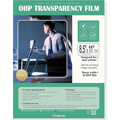 Pikapoka OHP Acetate Film for Making Transparencies, 8.5 x 11